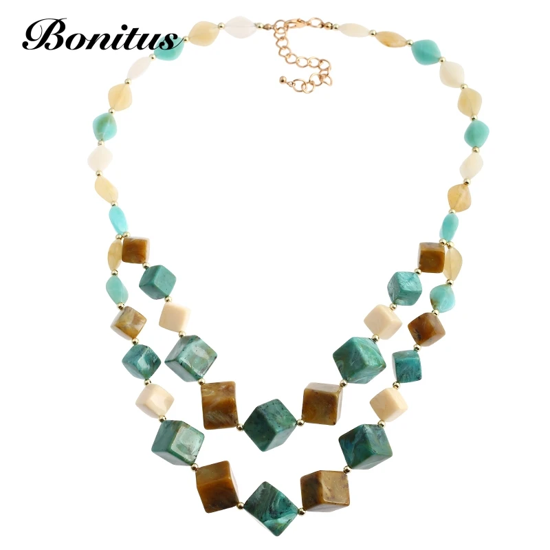 [Bonitus Jewelry Store]Fashion Statement Square Necklaces High Polished Lucite Plastic Choker