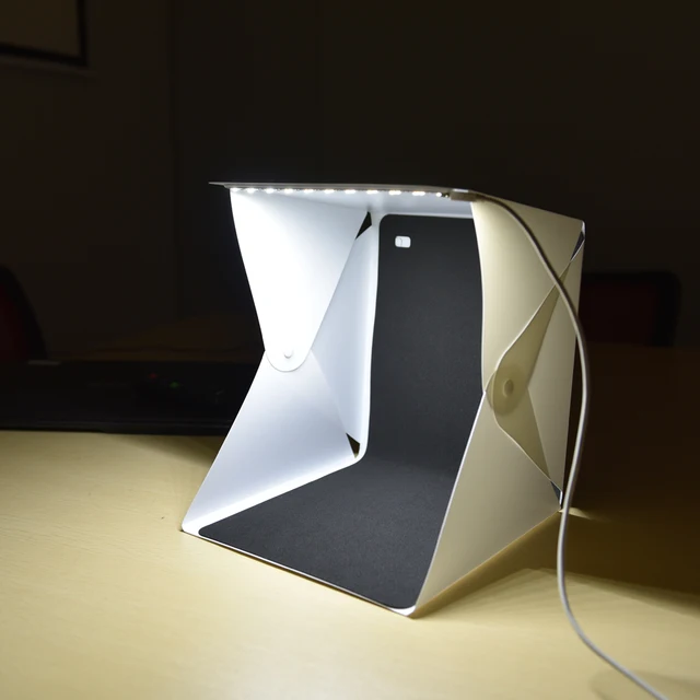 Mini Portable Folding lightbox Photography Photo Studio box with LED