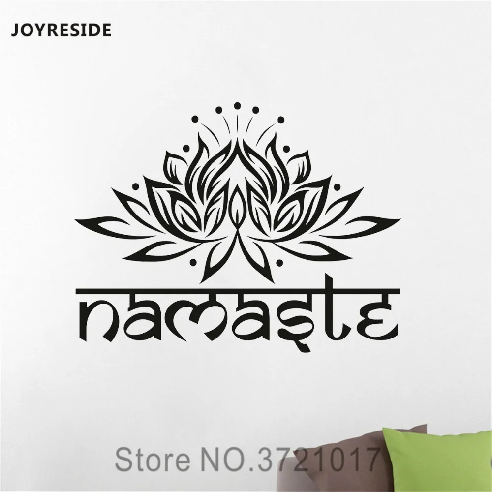 

JOYRESIDE Wall Namaste Yoga Meditation Lotus Flower Decals Vinyl Sticker Interior Living Room Bedroom Decoration Art Mural A1687