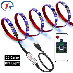 Zjright USB 5 В RGB Светодиодные полосы света ИК-пульт дистанционного гибкие 20 цветов DIY строки ПК ТВ indoor лестницы тропы настенные светильники