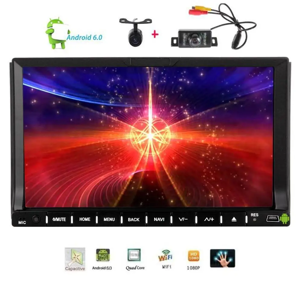 

Front & Rear Camera + Android 6.0 Car DVD Player in dash 7'' Video Player Wifi Mirror link Automotive Audio GPS Navi Head Unit
