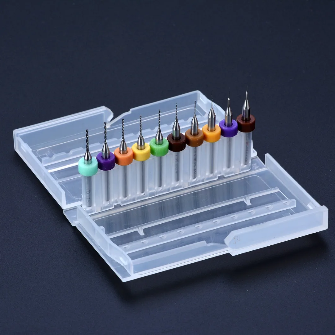 10pcs/set High Quality PCB Carbide Micro Twist Drill Bits Set Jewelry Rotary Tool 0.1mm-1.0mm