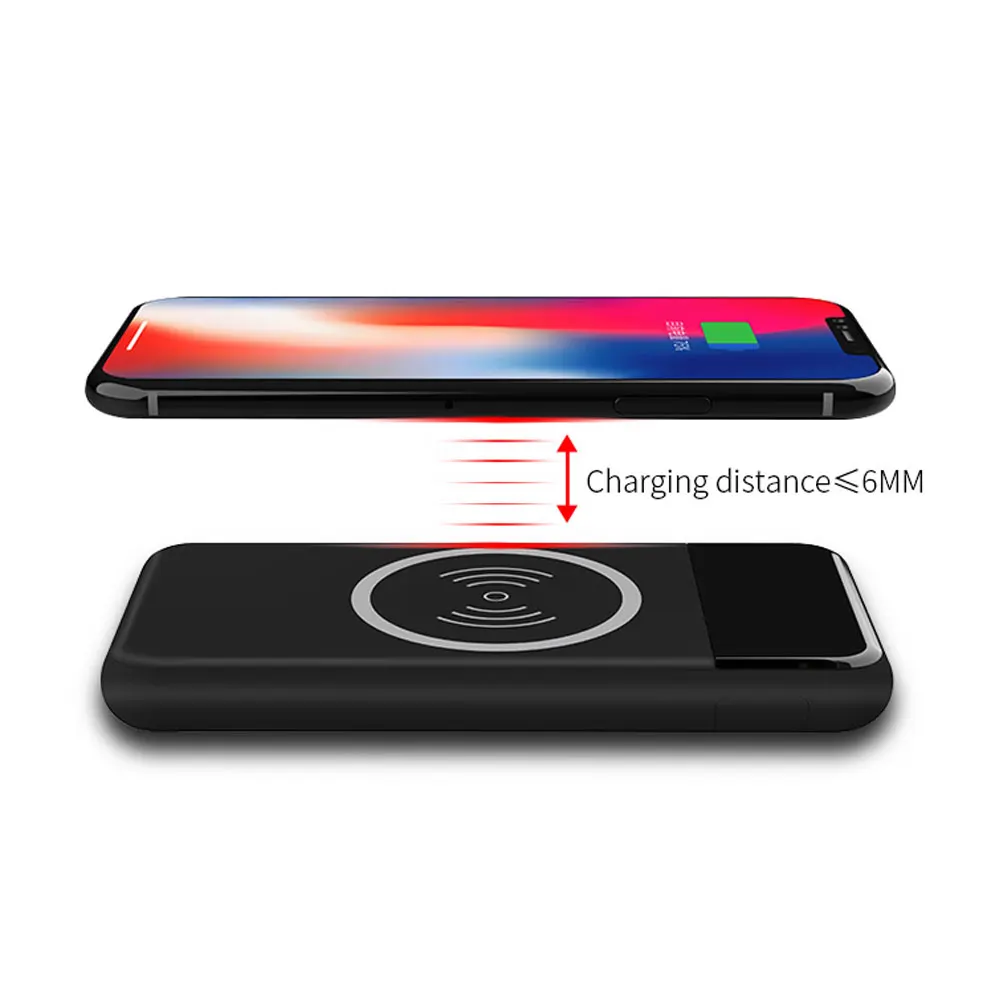 QI Беспроводное зарядное устройство 10000 мАч портативный двойной USB с цифровым