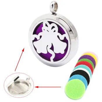 

10pcs 30mm plain Alarm Bell Aromatherapy Essential Oil surgical Stainless Steel Perfume Diffuser Locket Necklace with chain