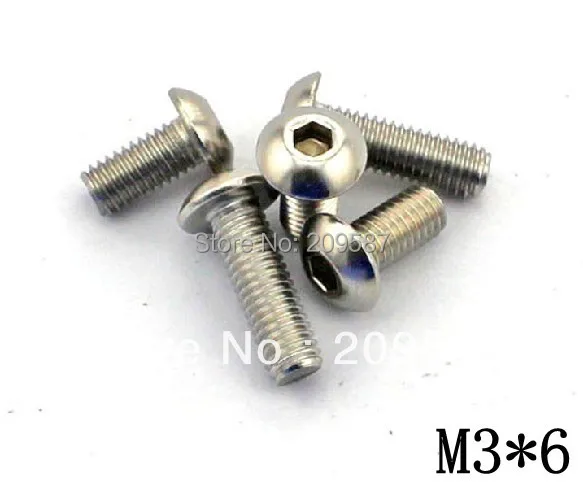 

Free Shipping 100pcs/Lot Metric M3x6mm Stainless Steel Button Head Hex Socket Cap Screws Bolts