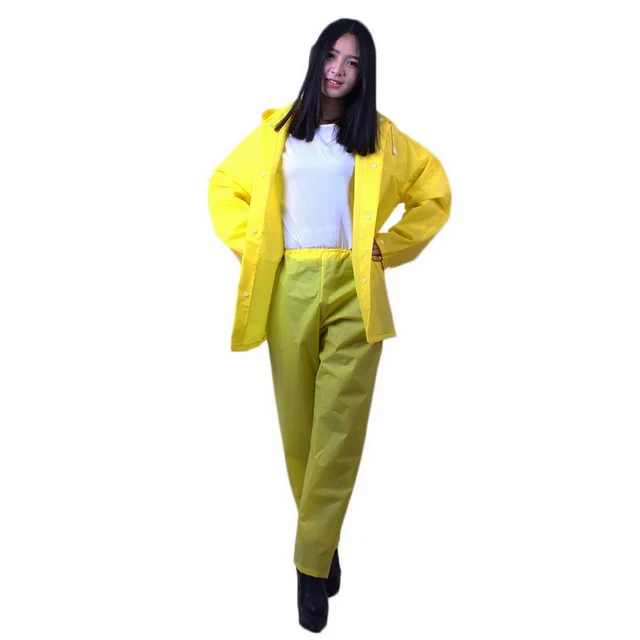 Fashion Women's Rainwear EVA Raincoat +Pants for Adults Raincoats Rain