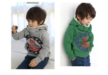 

Baby winter jacket boy plus velvet hoodie letter printing casual sports plus velvet thick sweater boy clothes