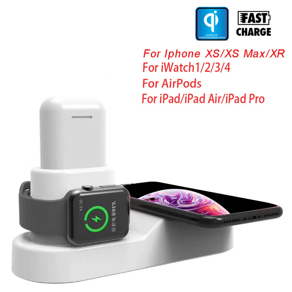 10 Вт 4 в 1 для iPhone XS/XS Max/XR Быстрая зарядка беспроводной зарядный коврик для iWatch серии 4 для AirPods N.2