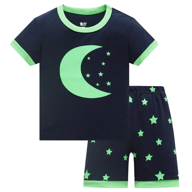 Retail! Brand Summer Kids Boys Whale Print Pajamas Short Sleeve Set Cartoon Pijamas Sleepwear Toddler Pyjamas Clothing - Цвет: 29