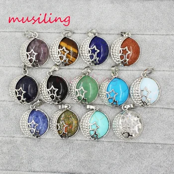 

musiling Jewelry Stars Moon Pendants Natural Stone Pendulum Silver Plated Charms Amulet Fashion Jewelry for Women 13X Mix Order