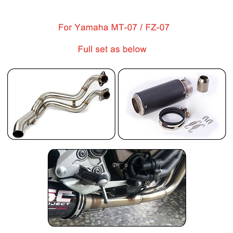 Motorcycle Full Set Muffler Exhaust Contact Middle Pipe Modified