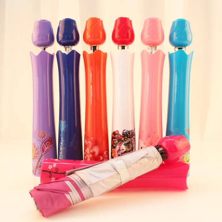 Creative Rose Umbrella Folding Umbrella Sunshade Umbrella Gift Bottle