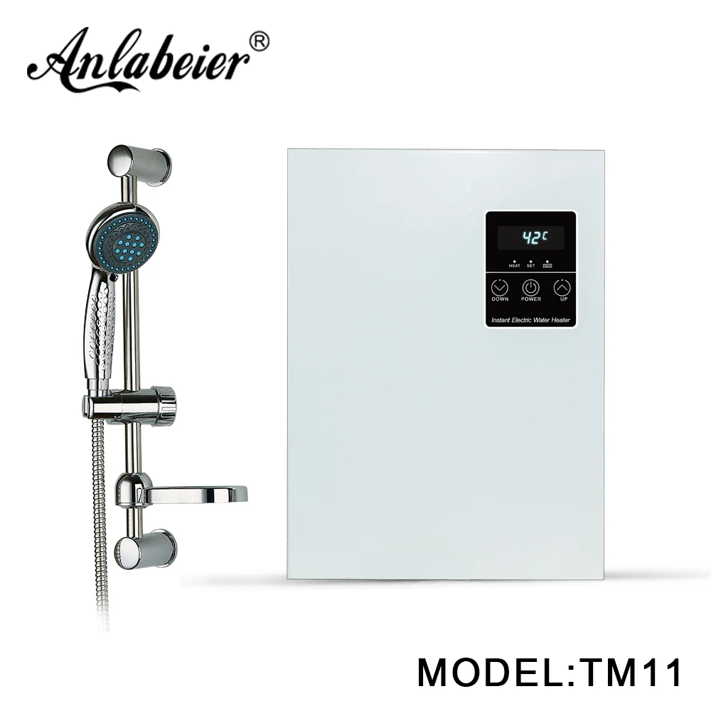 

Stainless Steel Shell Multipoint Supply Instant Electric Tankless Water Heater For Shower With Chrome Accessory
