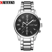 Nouveau mode Casual hommes montre hommes Sport Quartz montres hommes Curren marque complet acier cadran noir montre – bracelet Relogio Masculino