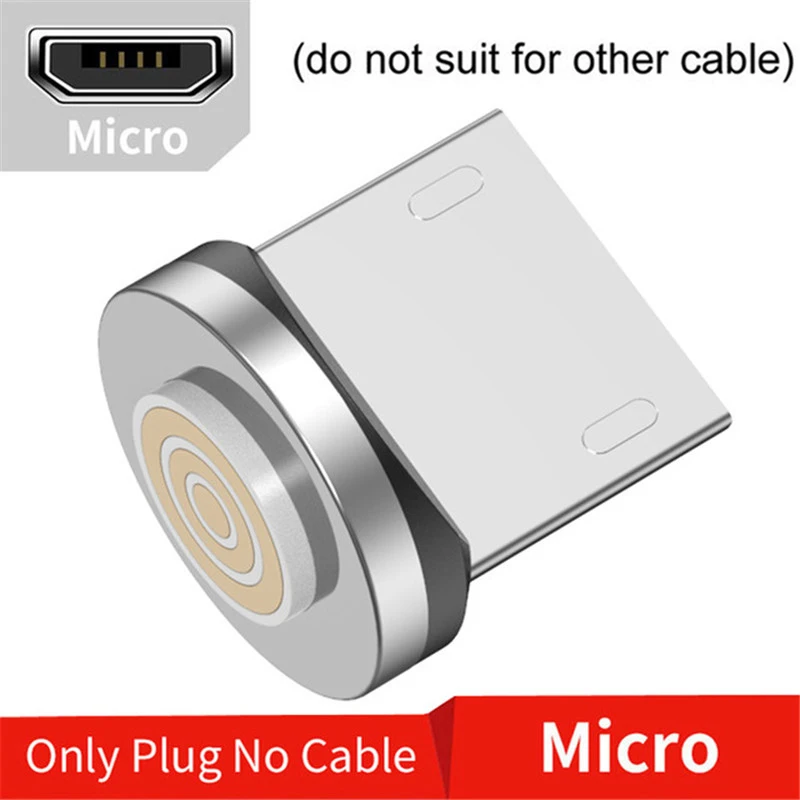 Only Plug For Micro Магнитный кабель USLION 3A для быстрой зарядки iPhone Xs Max XR 8 7 6 6S Plus, кабель Micro USB type-C для samsung Xiaomi huawei - Цвет: Only Plug For Micro