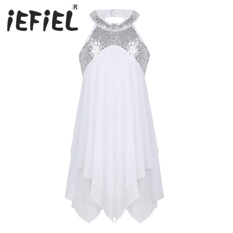 Девушки Холтер блестками платье для лирического танца Детские Балетные костюмы-пачки танцевальная одежда для балерины для девочек балерина платье для сцены