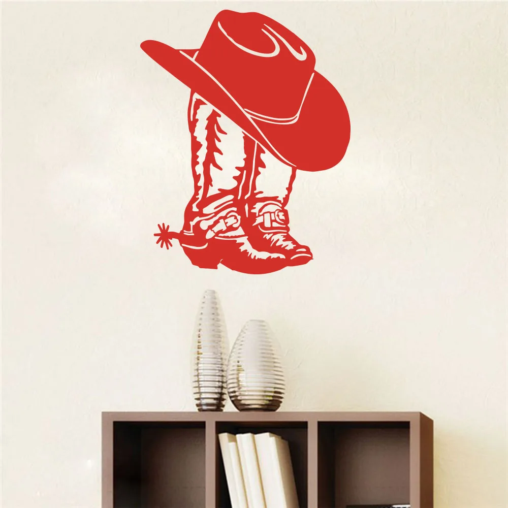 Cowboy Cowgirl Boot & Hat Western Shoe Car Laptop Wall Sticker Decal Cowboy Cowgirl Boot Vinyl Decor (1)