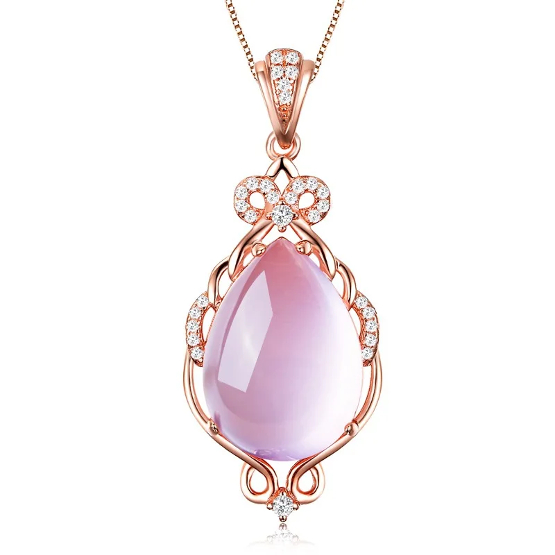 

fsshion Female charm Water drop pink/purple necklaces pendants crystal women fine jewelry Pendant with stone free shipping
