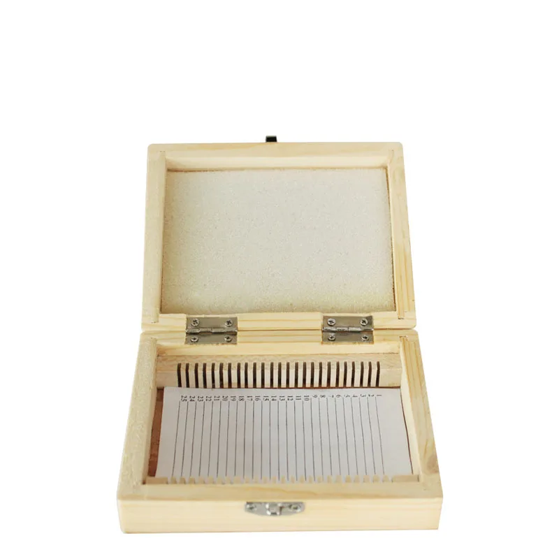 Professional Microscope Slides Box Case Wooden Container Storage Holder