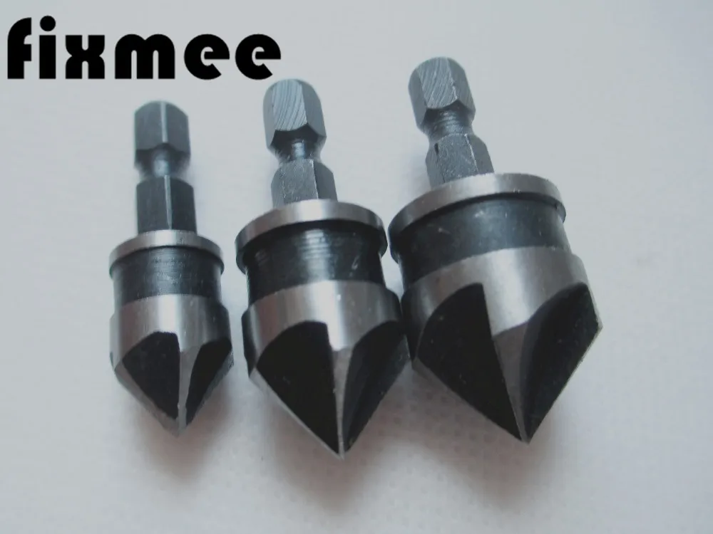 Fixmee 3 шт шестигранным хвостовиком 5 Флейта 90 Dgree черный оксид сверла зенкер