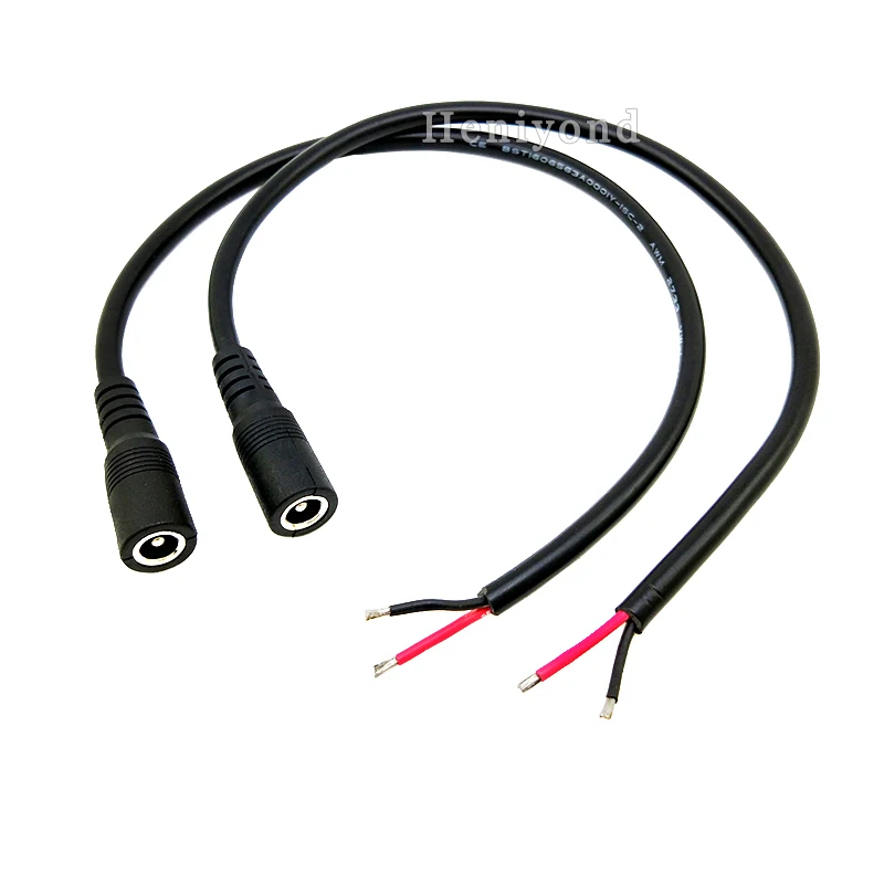 Free shipping 10Pcs 5.5*2.1mm DC Power Adapter Female Cable 18 Awg 12V Monitor For CCTV Camera for  led strip or cctv camera