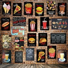 [WellCraft] comida rápida perro caliente helado Pizza café Metal letrero pared plato Pub bar Vintage pintura personalidad decoración LT-1723