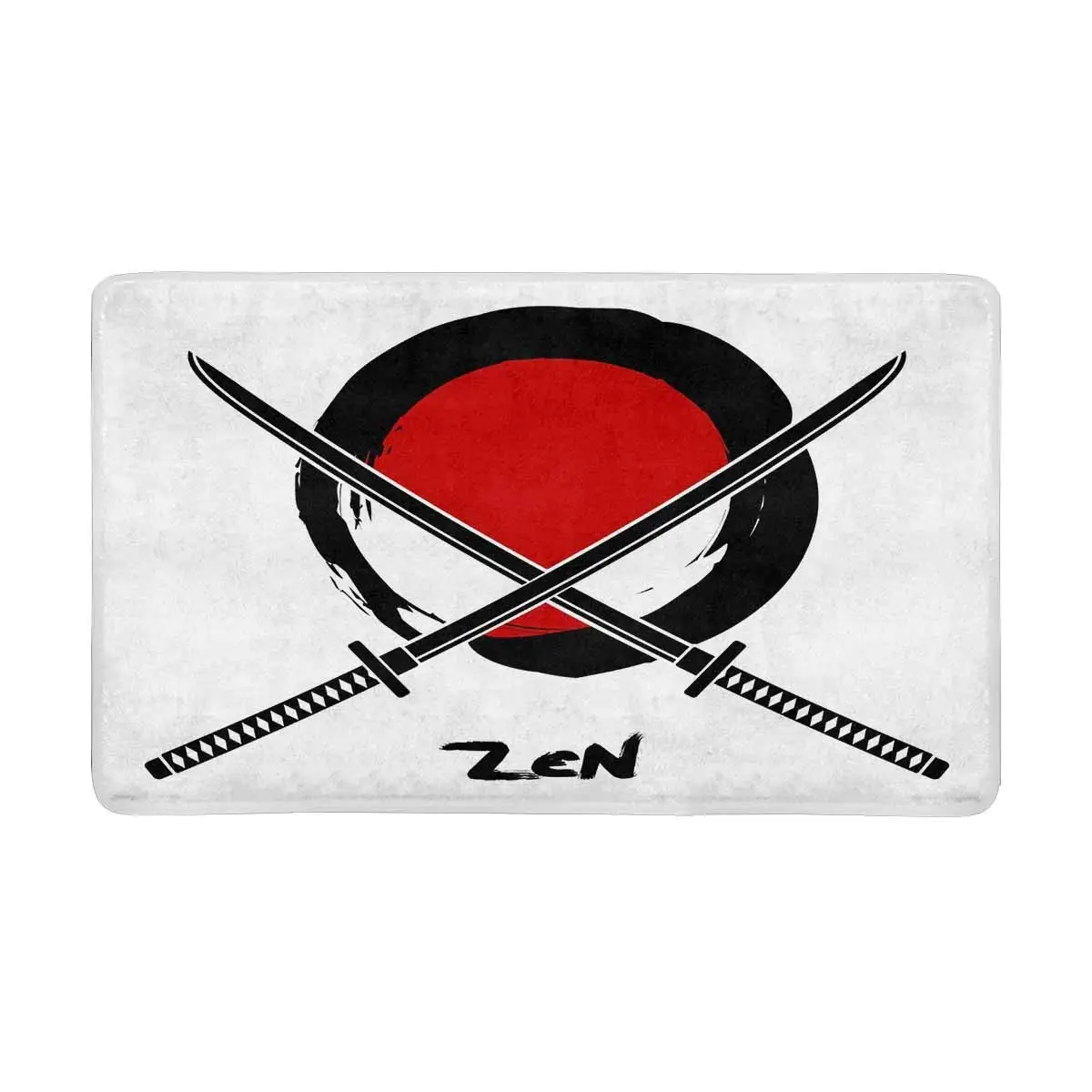Two Crossed Katana on Red and Zen Circle Indoor Doormat Large Non Slip Front Entrance Door Mat Rug | Дом и сад