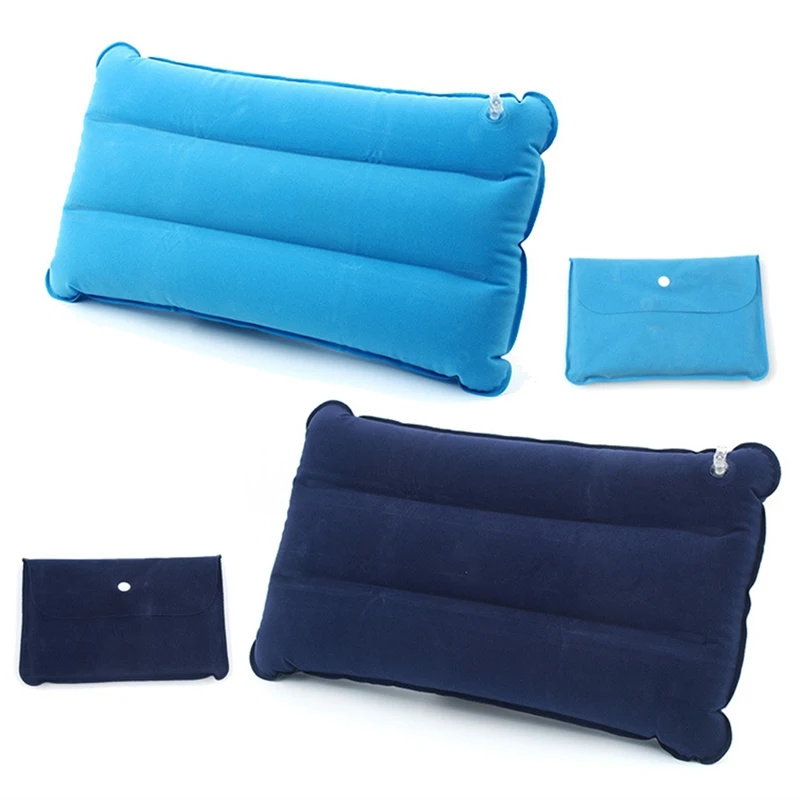 

Outdoor Inflatable Pillow Large Rectangular PVC Flocking Head Portable Folding Inflating Air Cushion Headrest for Camping Sleep