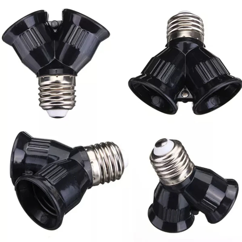 

E27 1 to 2 E27 LED Lamp Bulb Adapter Converter Splitter Base Socketr Black Adapter