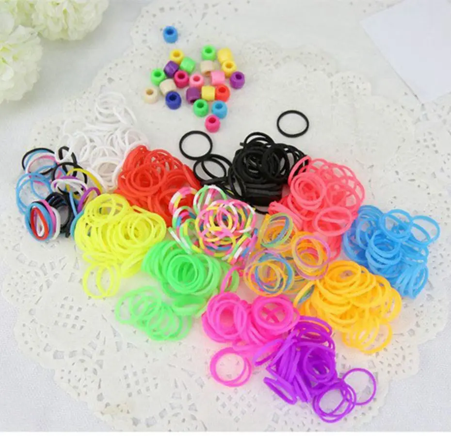 Мода подарок Loom Bands Наборы эластичной резинки Комплект DIY Браслеты браслет яркая детская игрушка в подарок, прозрачная упаковка коробки