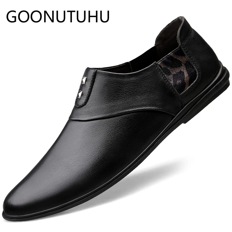 

2019 new fashion men's shoes casual genuine leather cow loafers man brown black slip on shoe male driving shoes for men hot sale