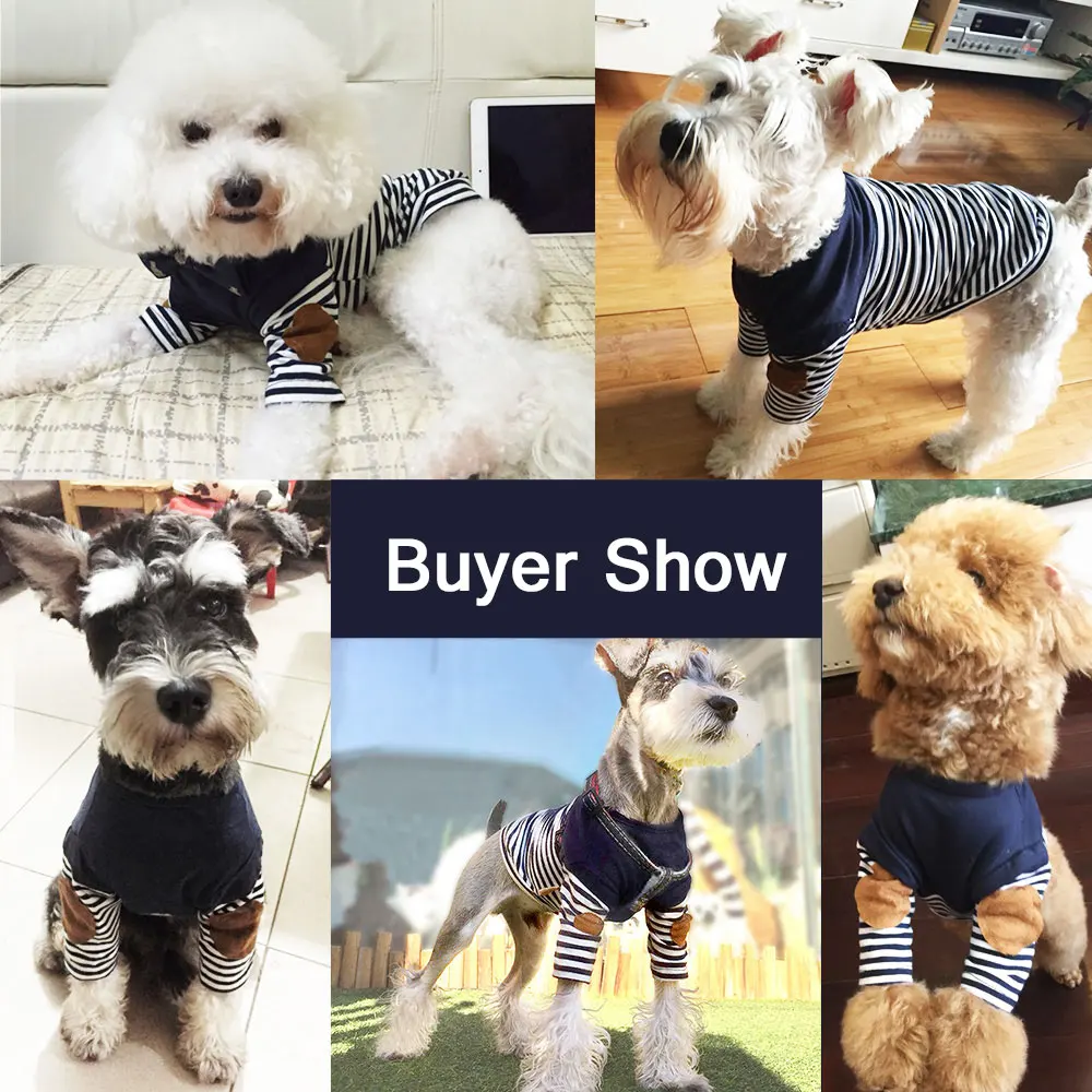 HOOPET Модная рубашка для щенков, маленькая собака, кошка, Одежда для питомцев, полосатая темно-синяя футболка, весна/лето
