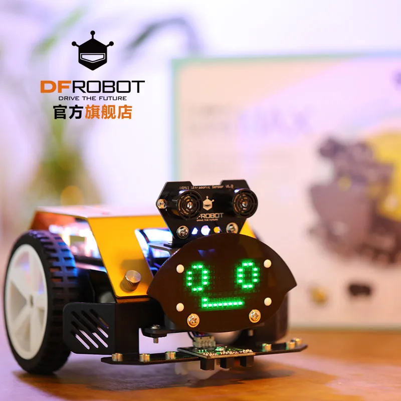 DFRobot micro:bit Max:bot DIY Programmable Robot Kit with Track Line Chase Light Detect Collison Detect Edge for Kids education