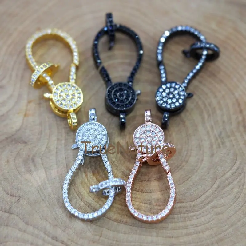 

10 pcs For Sale, Zircon Micro Paved Lobster Clasp, Jumping Rings Clasp, Metal Copper Jewelry Findings In 35.1*12.7 mm FC6499