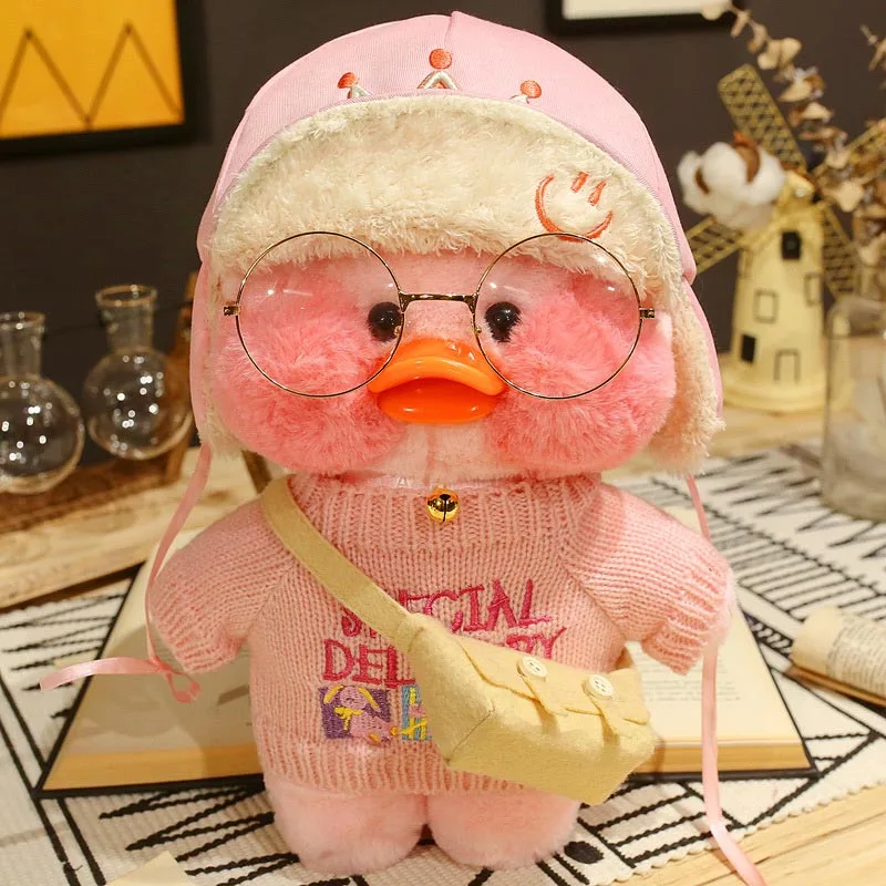 Kawaii 30 см LaLafanfan кафе утка плюшевая игрушка милая розовая Утка Мягкая кукла животные куклы детские игрушки подарок на день рождения для детей - Цвет: A