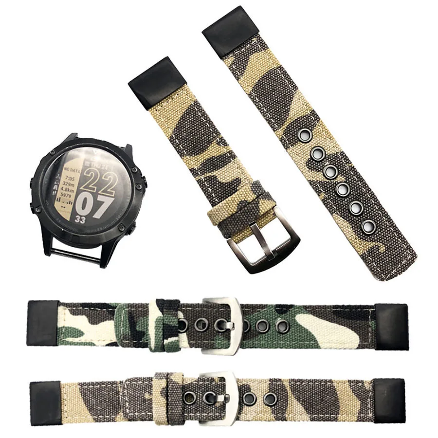 

Quick Release Watch band Strap 22mm 26mm for Garmin Fenix5/5 Plus/Fenix5X/5X Plus/Fenix3 Camouflage Nylon Watchband Wrist Strap