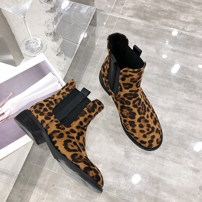 ladies leopard print ankle boots