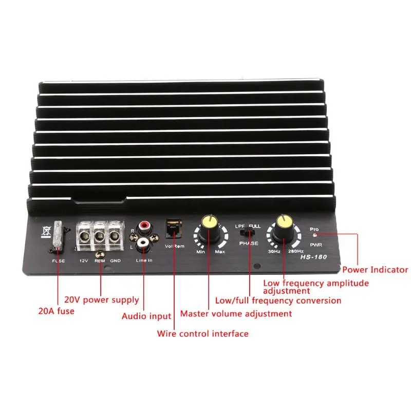 1 unidad DC 12 V 1200 W 100A Auto Car Audio amplificador Board HS-180 alta potencia Subwoofer circuito módulo para altavoz de 8/10 pulgadas 1 unidad DC 12 V 1200 W 100A Auto Car Audio amplificador Board HS-180 alta potencia Subwoofer circuito módulo para altavoz de 8/10 pulgadas