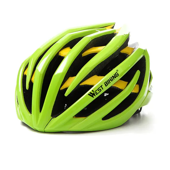 WEST BIKING, велосипедный шлем, Сверхлегкий, защита головы, защитные шлемы, EPS, впитывает пот, емкость для горного велосипеда, MTB велосипеда, велосипедный шлем - Цвет: Green Yellow