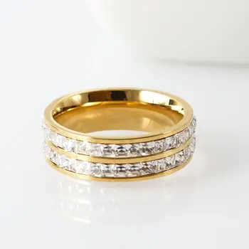 

New Arrival Full CZ Crystal Charm Wedding Party Rings For Women Girls Jewelry Gift Bohemia OL Gold Color Rings bague femme