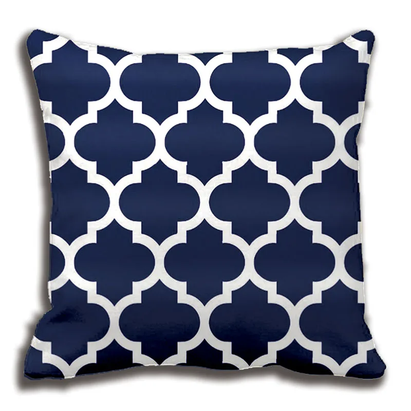 navy blue and white cushions