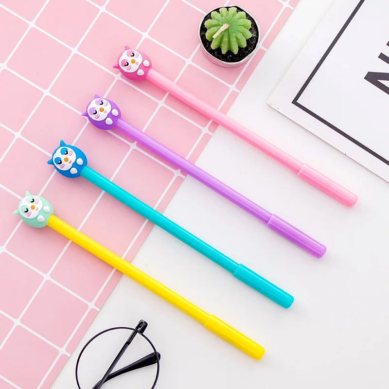 

36 pcs/Lot Cartoon owl family 0.5mm roller ball pens Black color ink pens Kawaii gift Office accessories School supplies FB027