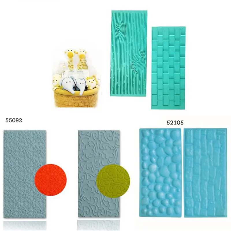 

2 pcs/set Tree Bark + Brick Wall Cake Mold Silicone Bark Brick Wall Pattern Baking Fondant Mold DIY Cake Decoration Tool