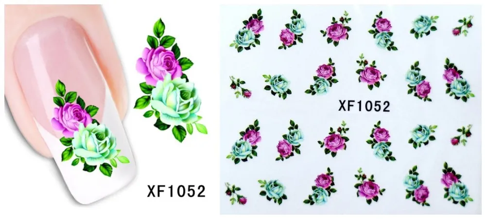 WUF 60 листов Микс Цветок DIY Переводные картинки для ногтей переводные наклейки для ногтей салон
