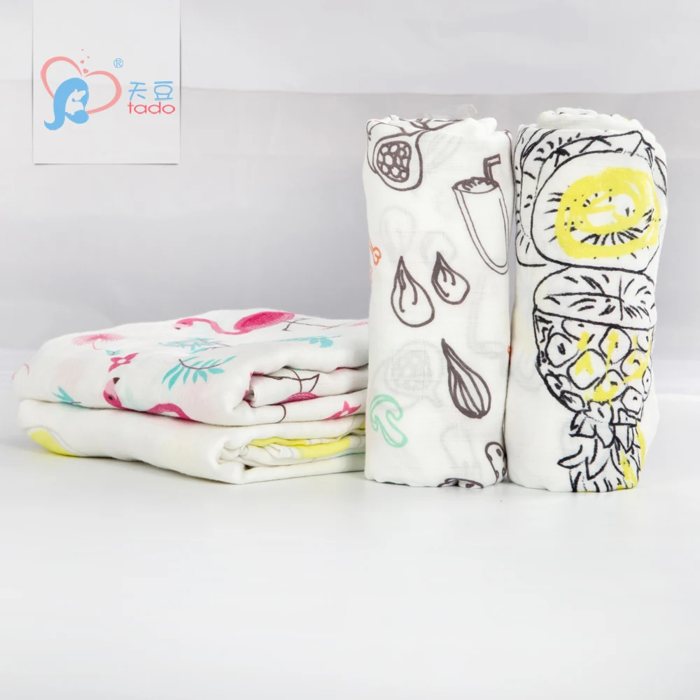 Organic Super Soft Wrap Muslin Baby Blanket Printing Muslin Swaddling