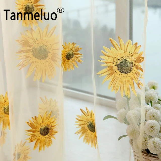 Finished Past Sunflower Sheer Curtains Screening For Bedroom Finished Past Sunflower Sheer Curtains Screening For Bedroom Luxury Valance Organza Living Room Rod Pocket