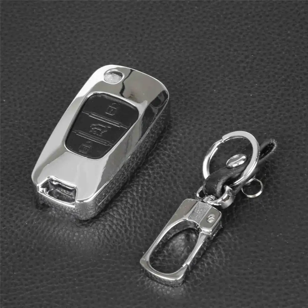 Дистанционный 3 кнопки цинковый сплав+ кожаный чехол для ключей для hyundai I30 ДЛЯ Kia Rio K2 K5 Soul Ceed Sportage Forte Cerato брелок - Название цвета: black