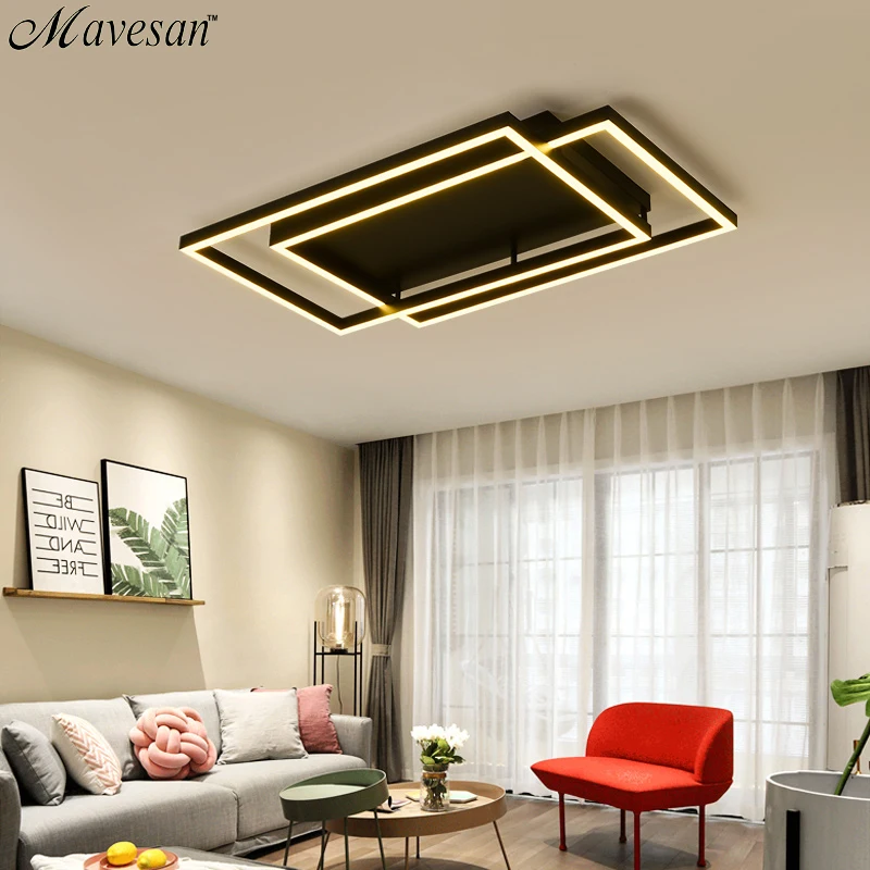 

Living room dimmable ceiling lights White black frame for Plafond home 10-25square meters plafon techo led Modern