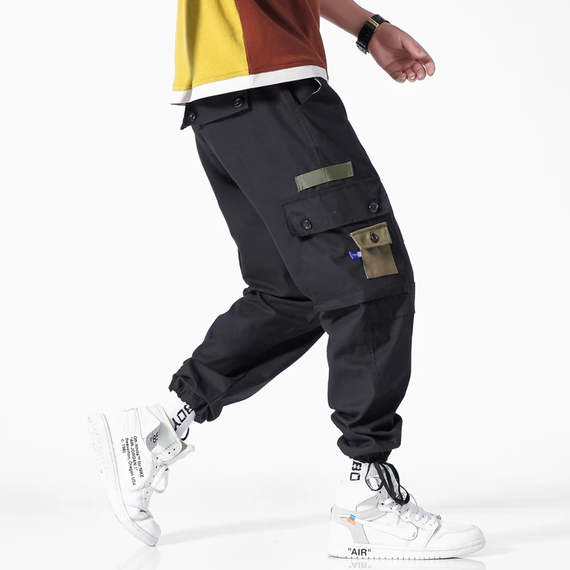 Streetwear Pants Men Hip Hop Joggers Harem Pants Safari Style Pockets Summer Loose Cotton Trousers Man Leisure Home Comfortable