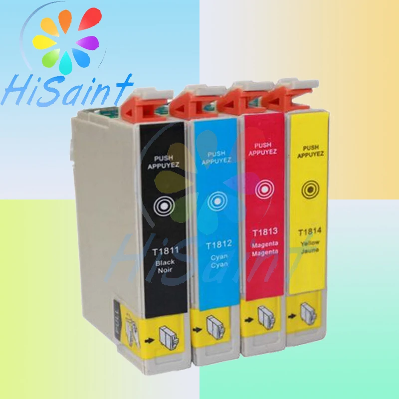 Hisaint 4PK чернильный картридж для Epson T1811 T1812 T1813 T1814 XP 30 102 202 205 302 305 402 405 принтер